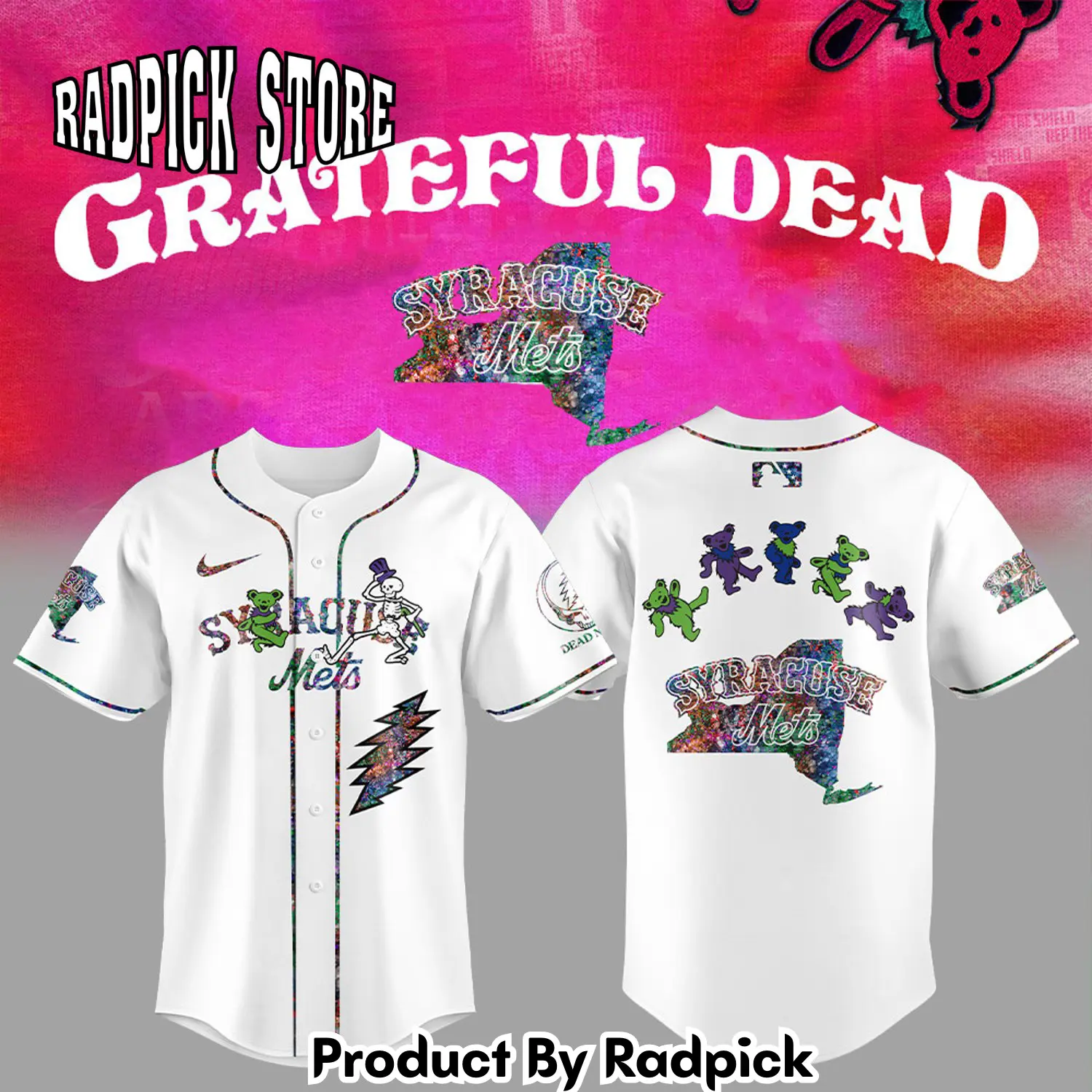Radpick syracuse mets grateful dead night baseball jersey uy0 rp12740